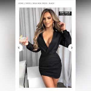 Babyboo Mila Black Mini Dress long sleeves LBD - size Small NEW